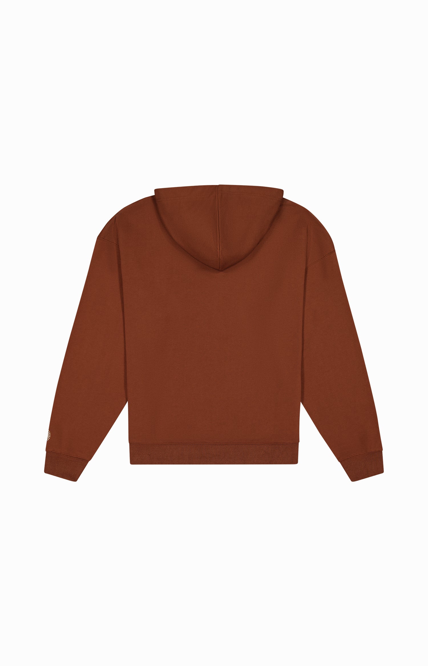 back of plain brown hoodie