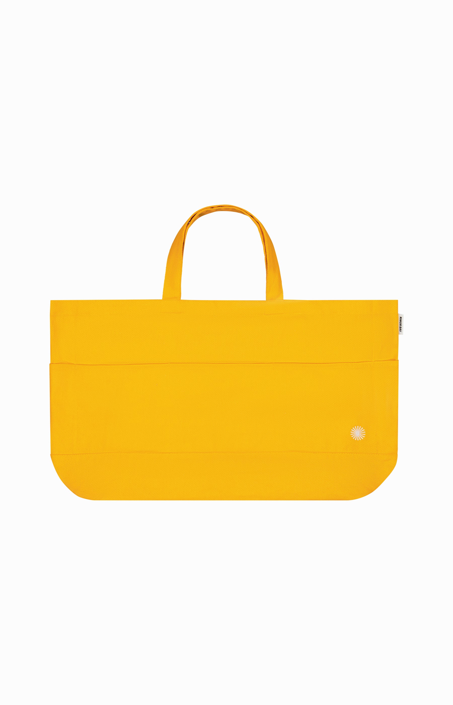 clear cut of yellow beach bag with handle and pockets
